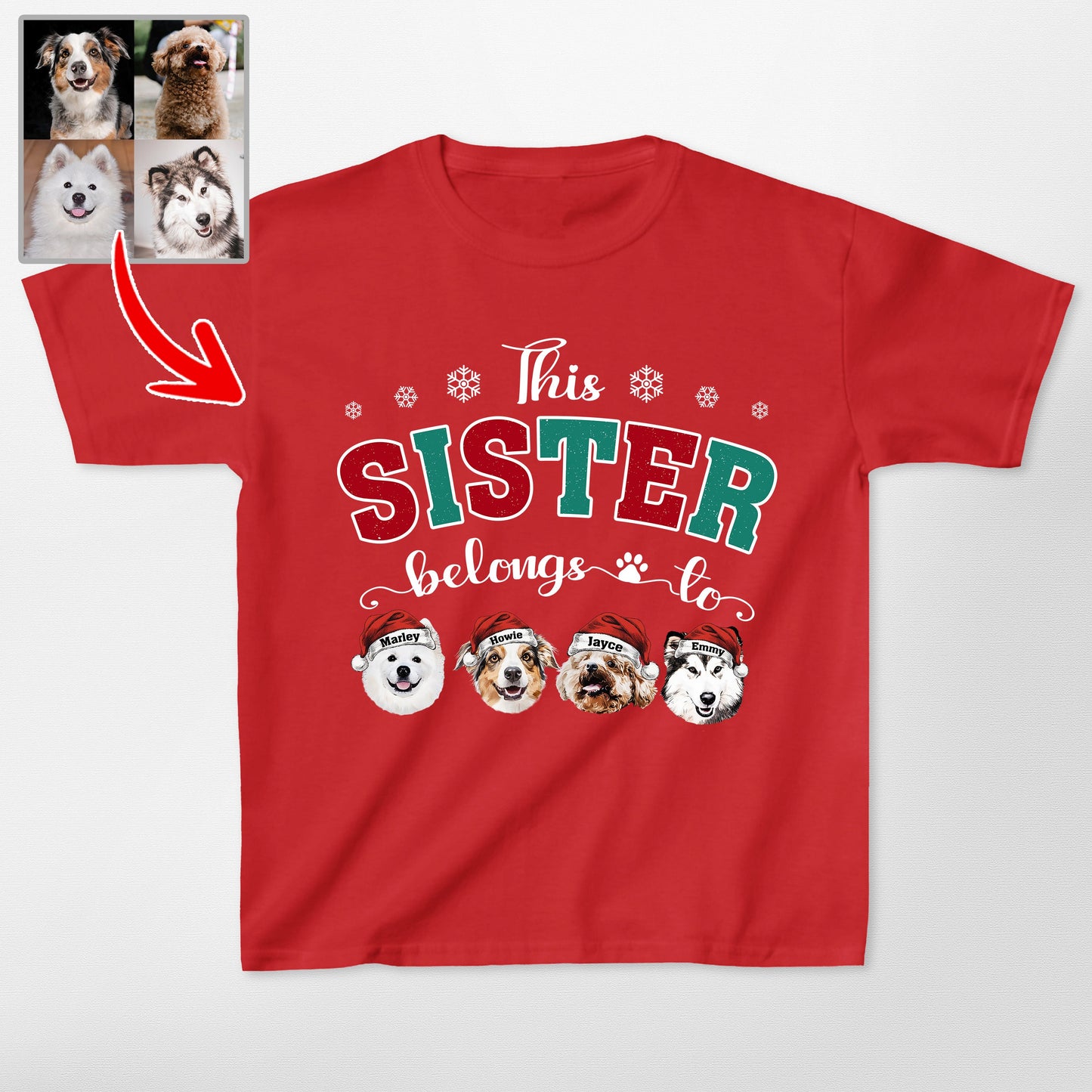 This Human Belongs to Custom Dog Christmas Gildan, custom pet portrait gift for pet lovers (view 3)