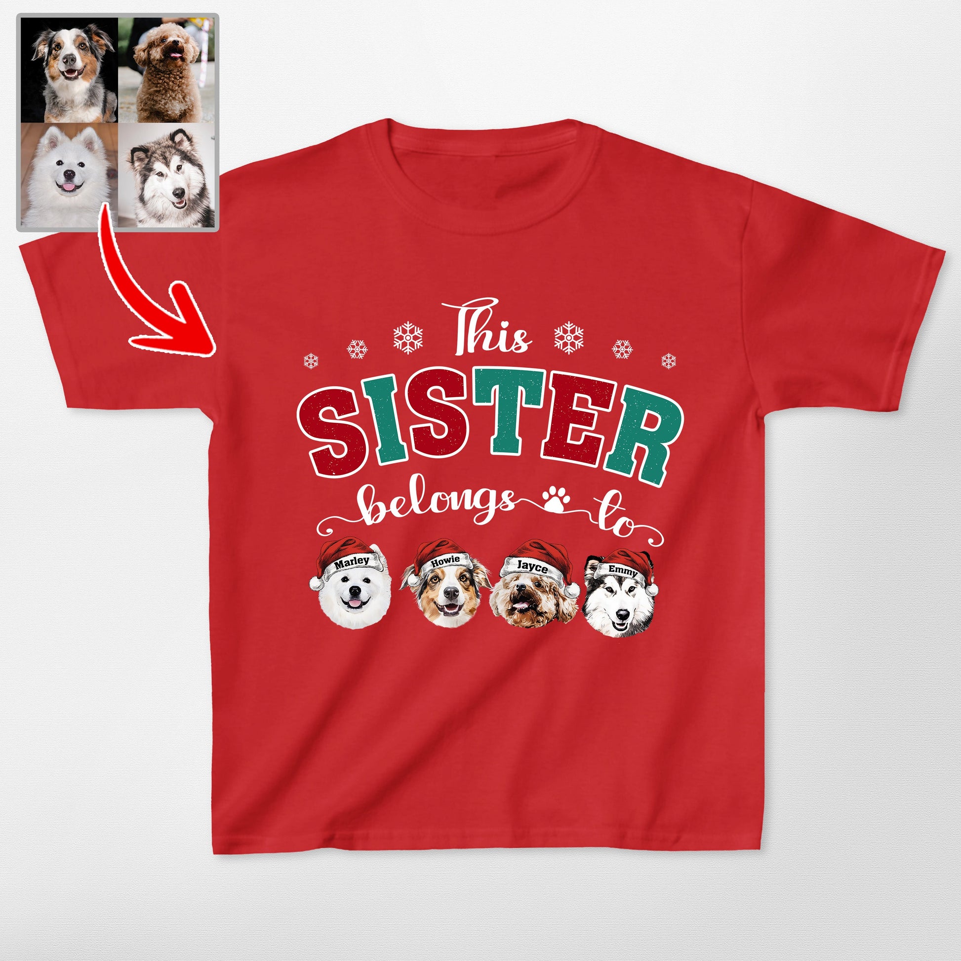 This Human Belongs to Custom Dog Christmas Gildan, custom pet portrait gift for pet lovers (view 3)