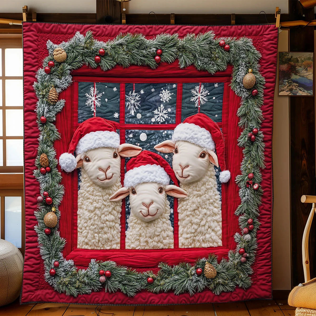 Three Cozy Sheep Quilt Blanket