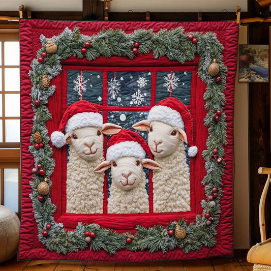 Three Cozy Sheep Quilt Blanket