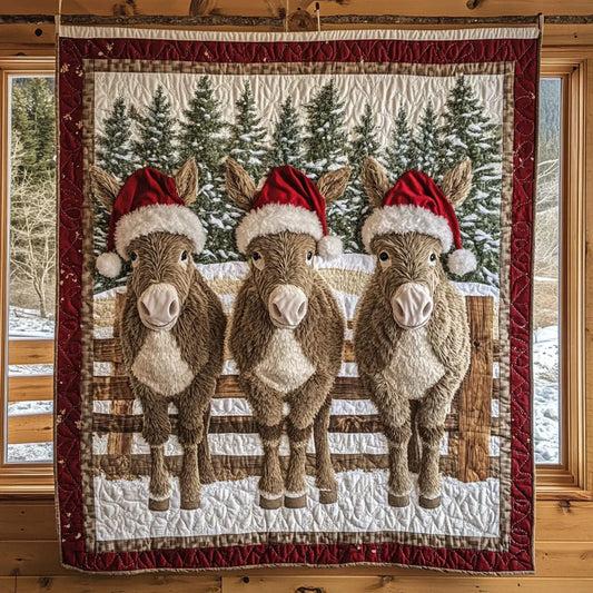 Three Donkeys Quilt Blanket