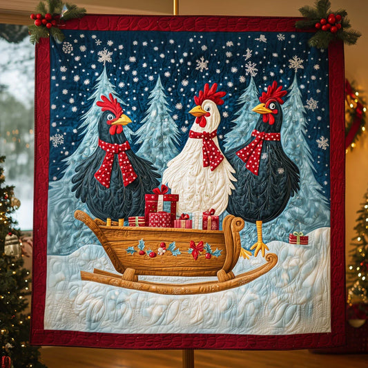 Three Wise Roosters Quilt Blanket