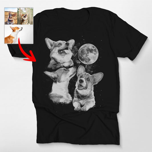 Three Dog Moon Custom Bella Canvas Shirt for Dog L, custom pet portrait gift for pet lovers
