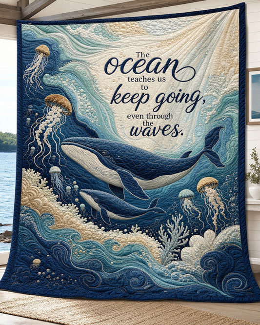 Through the Waves Quilt Blanket - Quilted Blanket by OtterMia