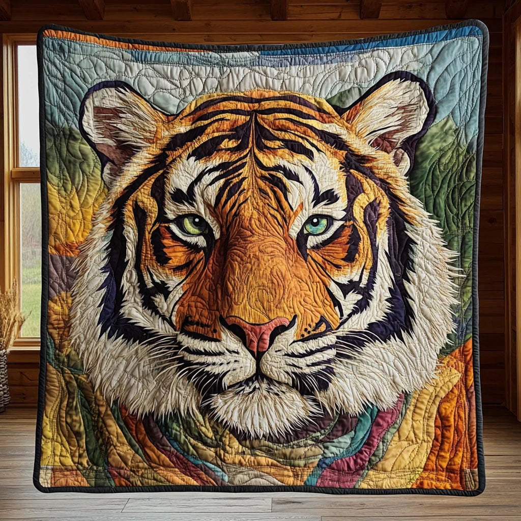 Tiger Portrait Quilt Blanket