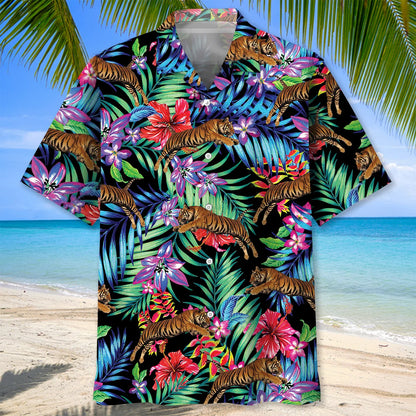 Tiger Tropical Hawaiian Shirt, custom shirt gift for men