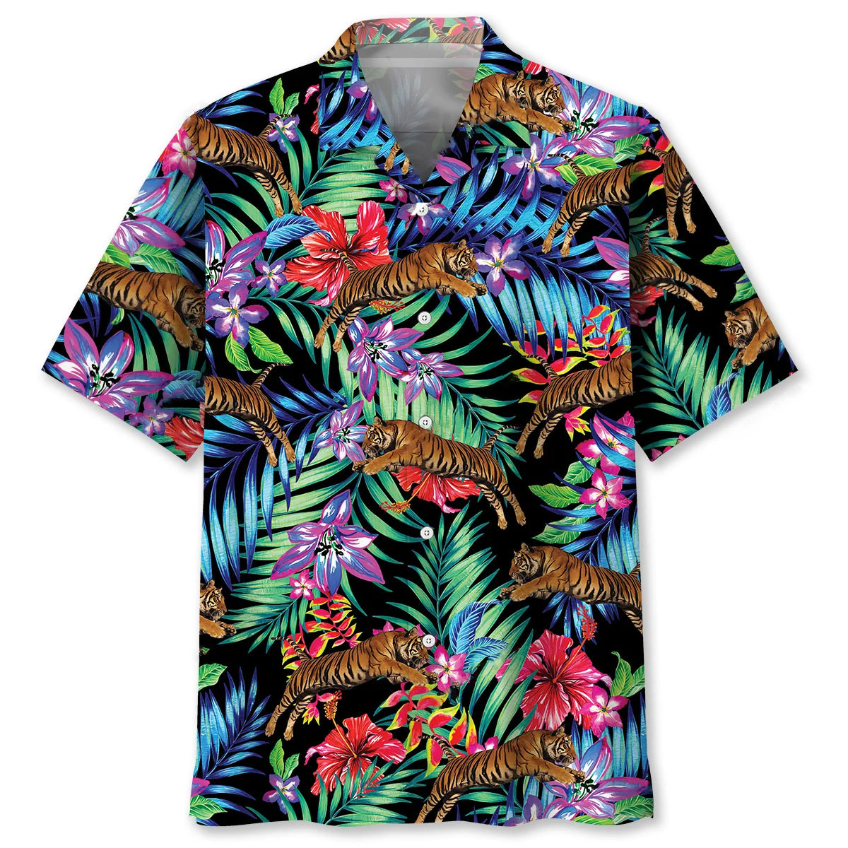 Tiger Tropical Hawaiian Shirt, custom shirt gift for men (view 2)