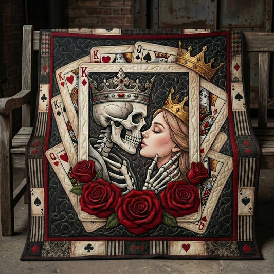 Till Death Royal Skeleton Romance Quilt Blanket