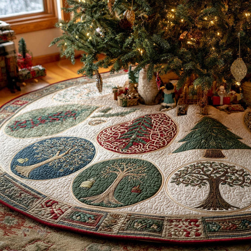 Timeless Bloom Christmas Quilted Tree Skirt