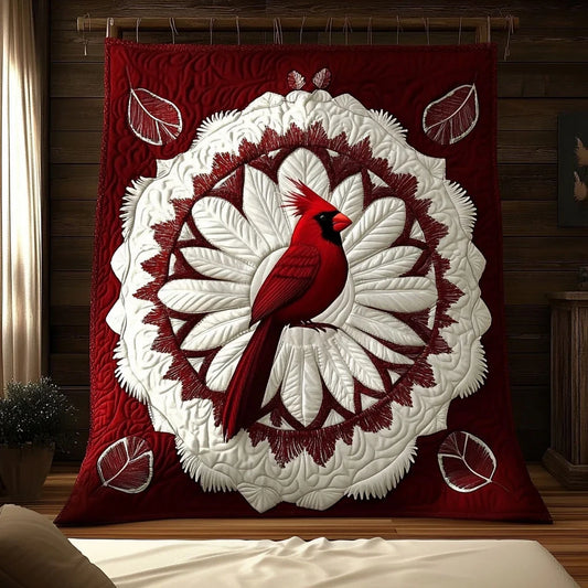 Timeless Cardinal Crest Quilt Blanket