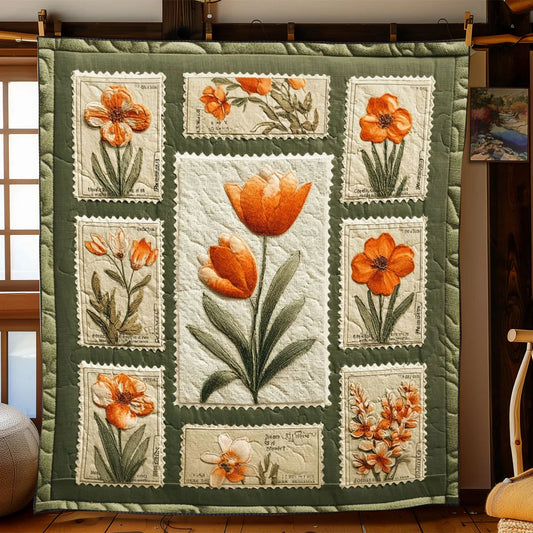 Timeless Floral Postage Quilt Blanket