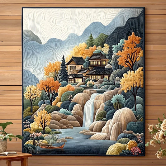Timeless Mountain Scene Quilt Blanket