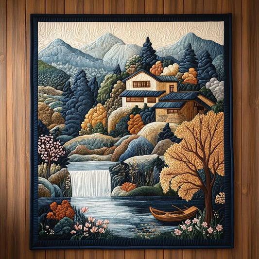 Timeless Mountain Scene Quilt Blanket