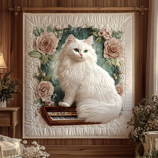 Timeless Rose Cat Quilt Blanket