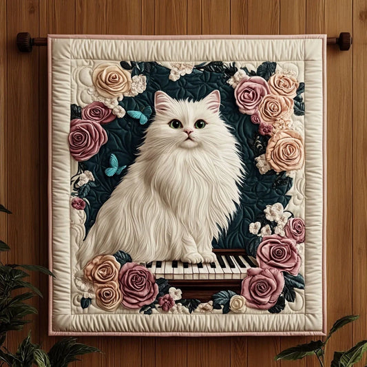 Timeless Rose Cat Quilt Blanket