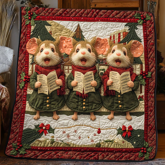 Tiny Mice Christmas Chorus Quilt Blanket