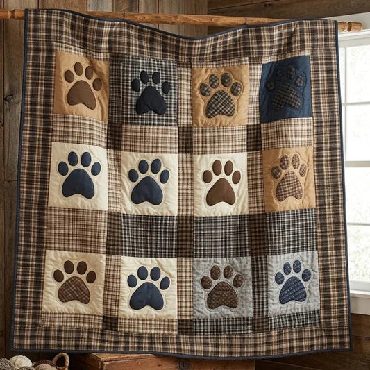 Tiny Paws Quilt Blanket - Quilted Blanket by OtterMia