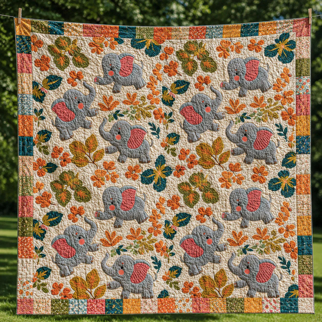 Tiny Tusk Quilt Blanket - Quilted Blanket by OtterMia