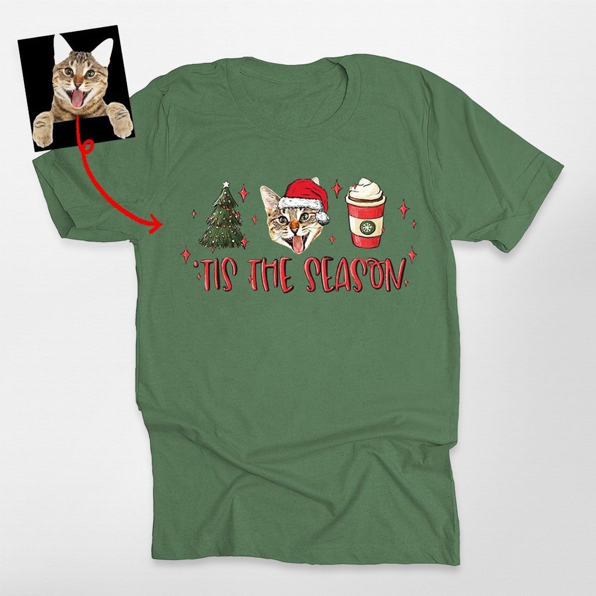 Tis the Season Personalized Dogface T-Shirt, custom pet portrait gift for pet lovers (view 5)