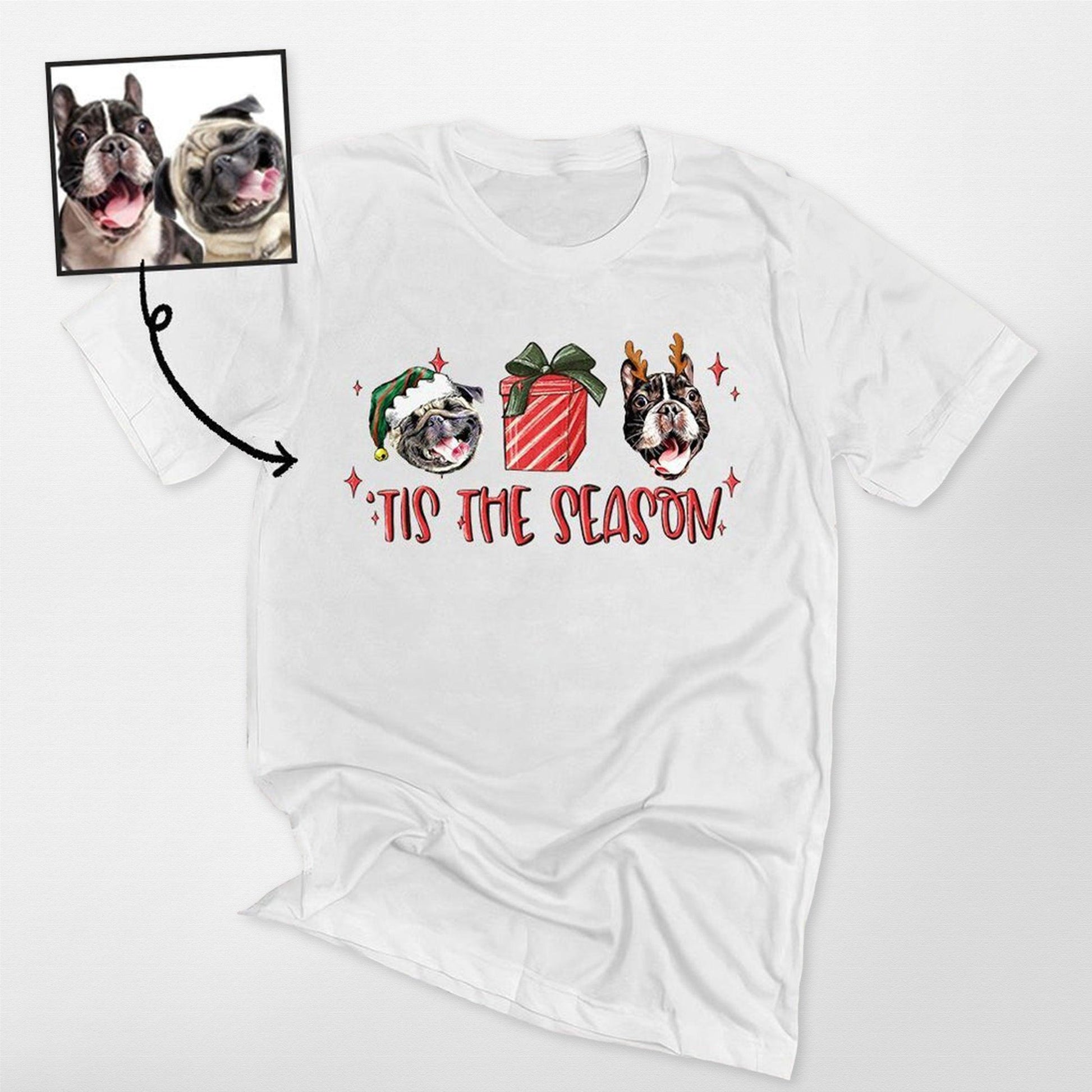 Tis the Season Personalized Dogface T-Shirt, custom pet portrait gift for pet lovers (view 8)