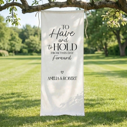 To Have and To Hold Wedding Banner Personalized Wedding Ceremony Backdrop Custom Names Wedding Sign, personalized wedding ...