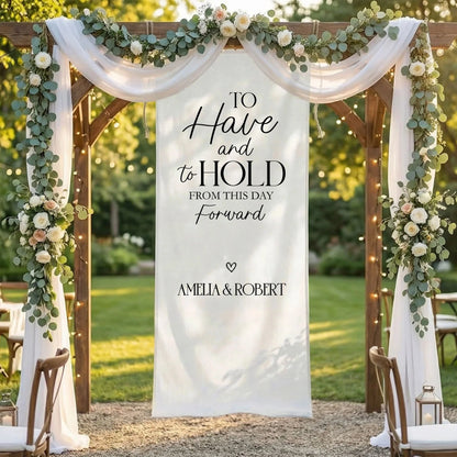 To Have and To Hold Wedding Banner Personalized Wedding Ceremony Backdrop Custom Names Wedding Sign, personalized wedding ...