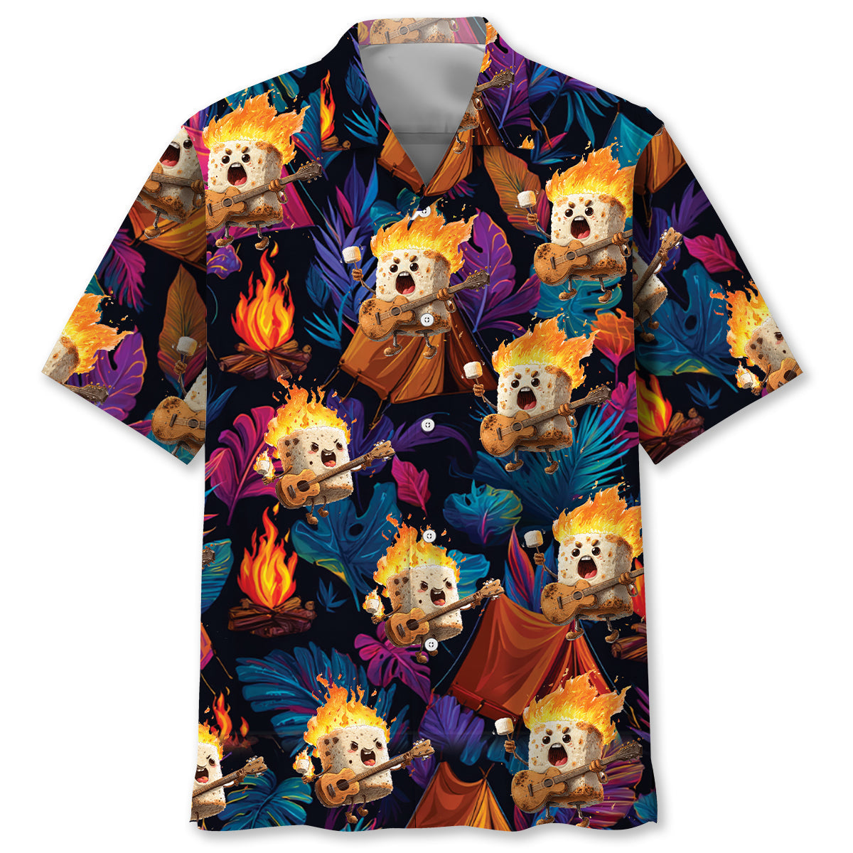 Toasted Candy Playing Guitar Hawaiian Shirt - S - hawaiian shirt
