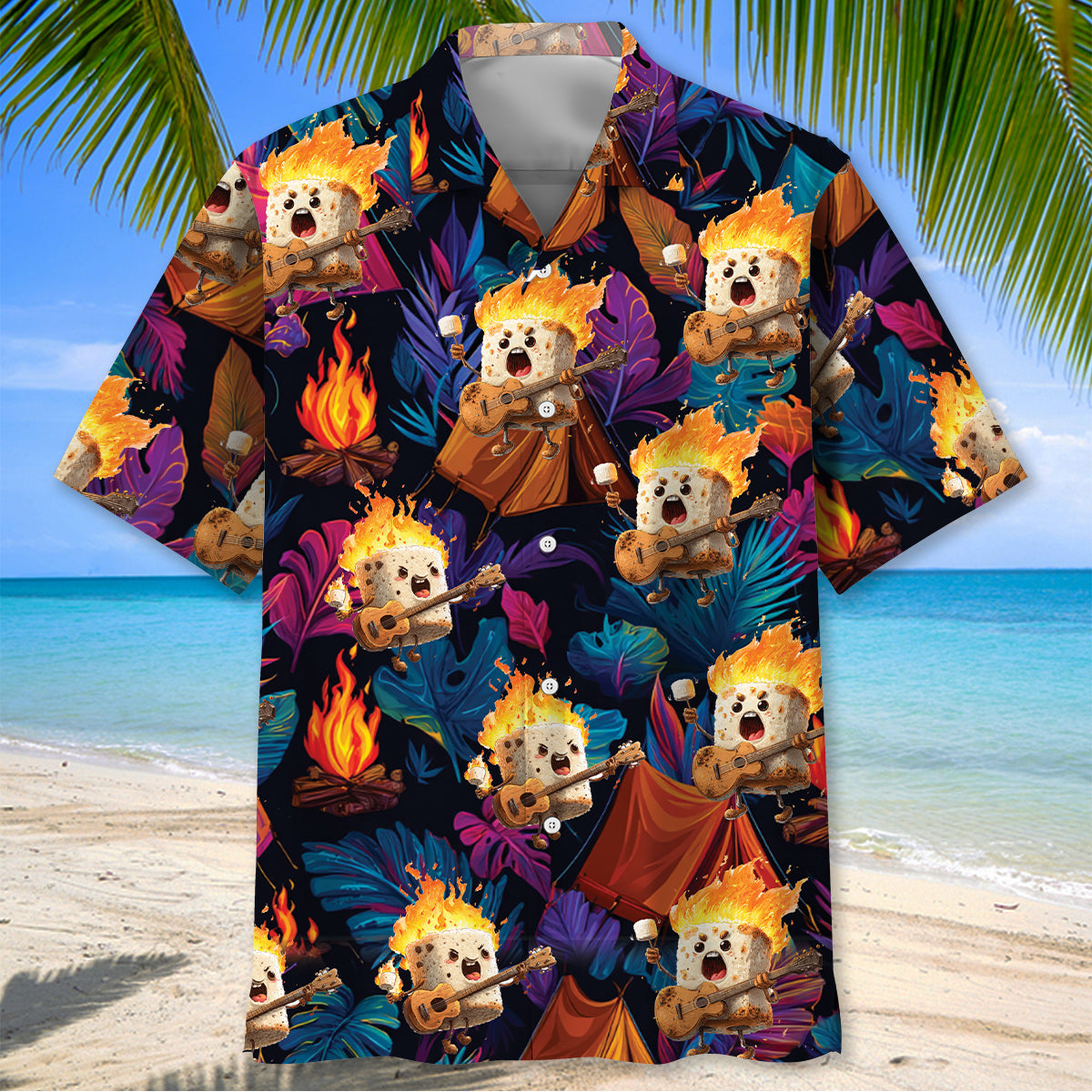 Toasted Candy Playing Guitar Hawaiian Shirt - L - hawaiian shirt