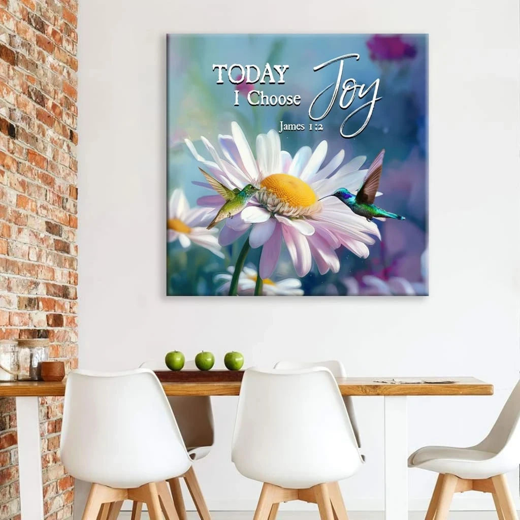 today i choose joy james 1 2 hummingbird with daisies wall art canvas (view 11)