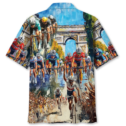 Tour De France Cycling Hawaiian Shirt, custom shirt gift for men