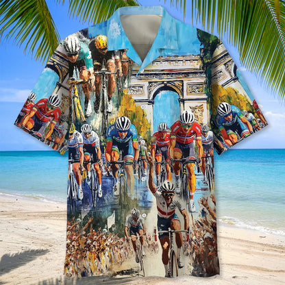 Tour De France Cycling Hawaiian Shirt, custom shirt gift for men (view 2)
