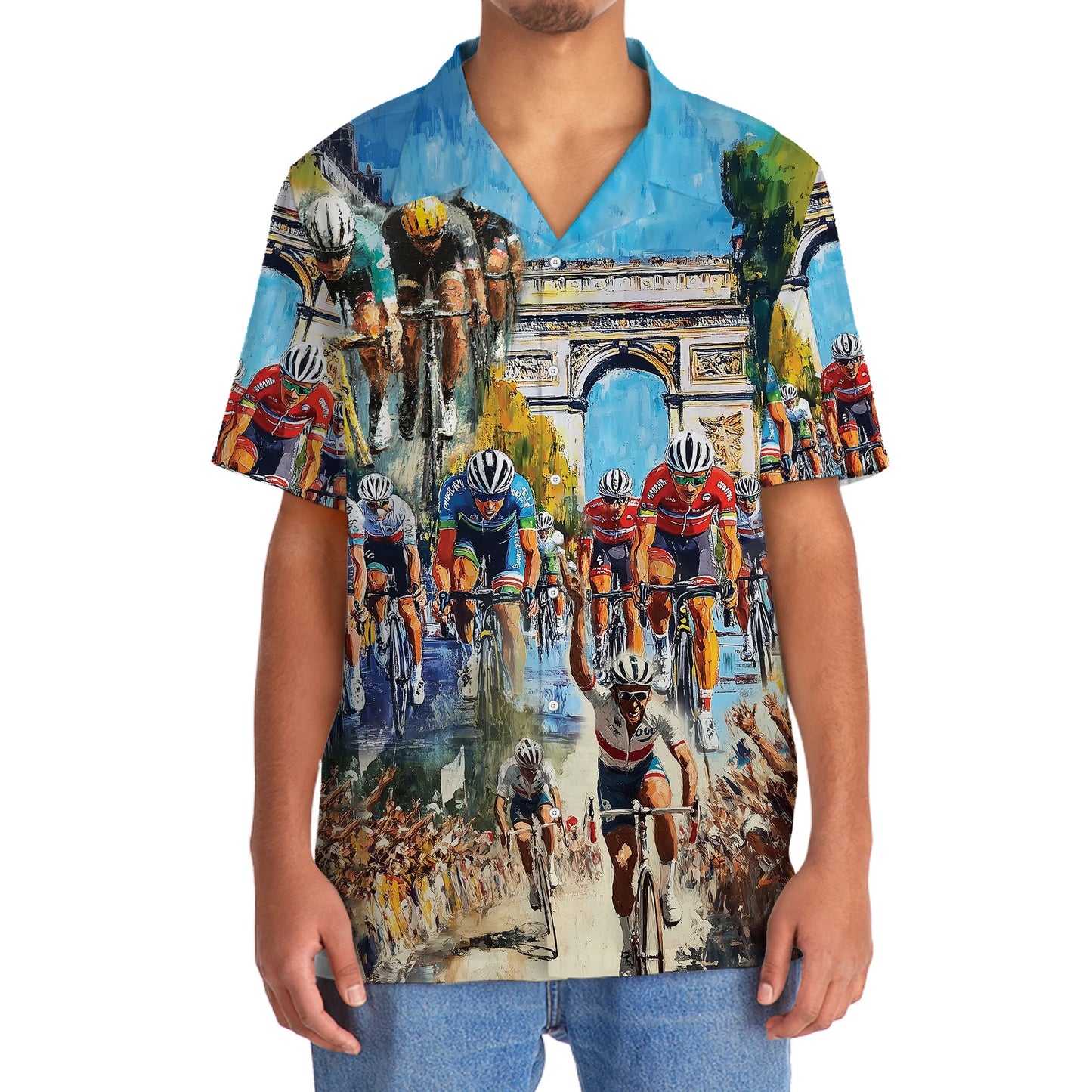 Tour De France Cycling Hawaiian Shirt, custom shirt gift for men (view 4)