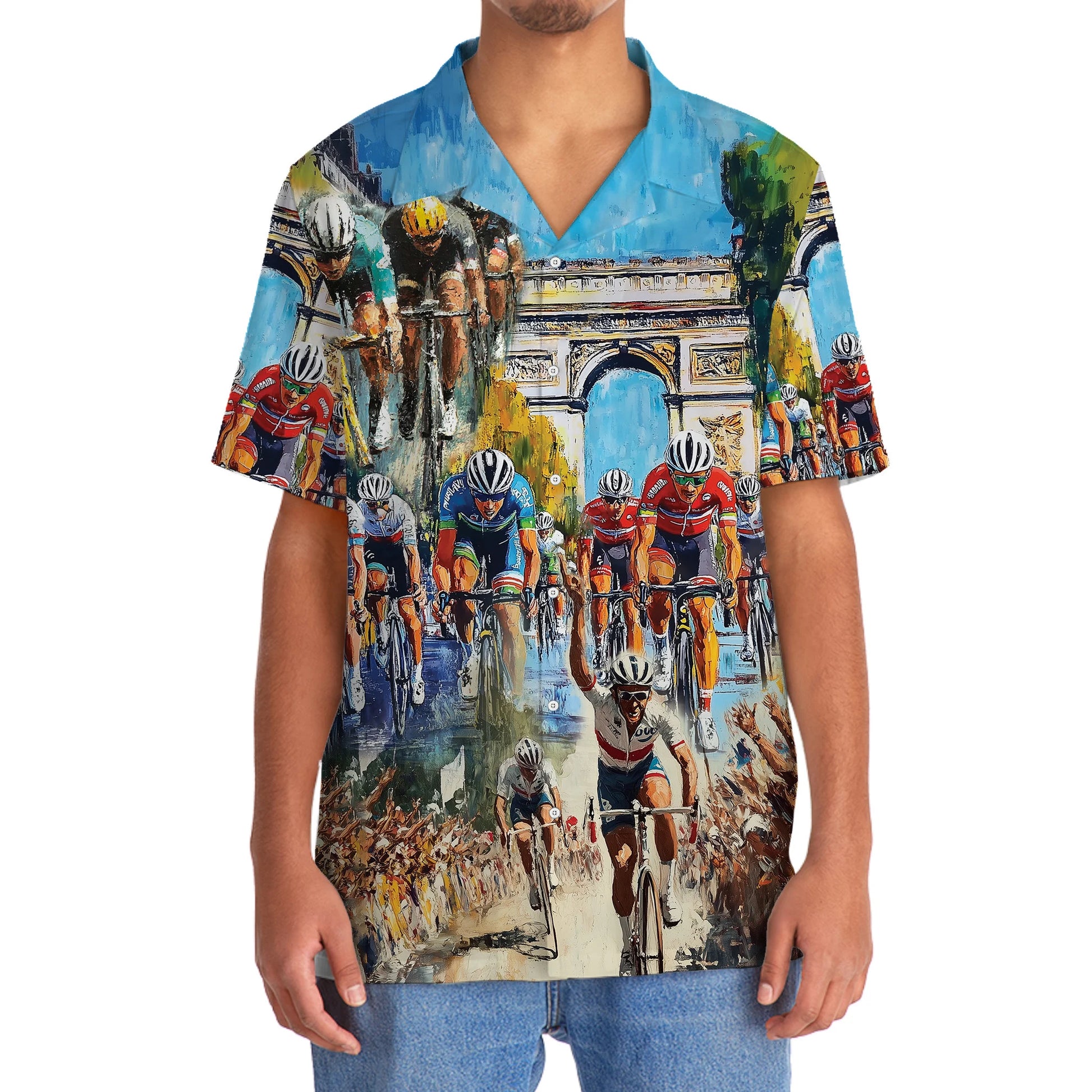 Tour De France Cycling Hawaiian Shirt, custom shirt gift for men (view 4)