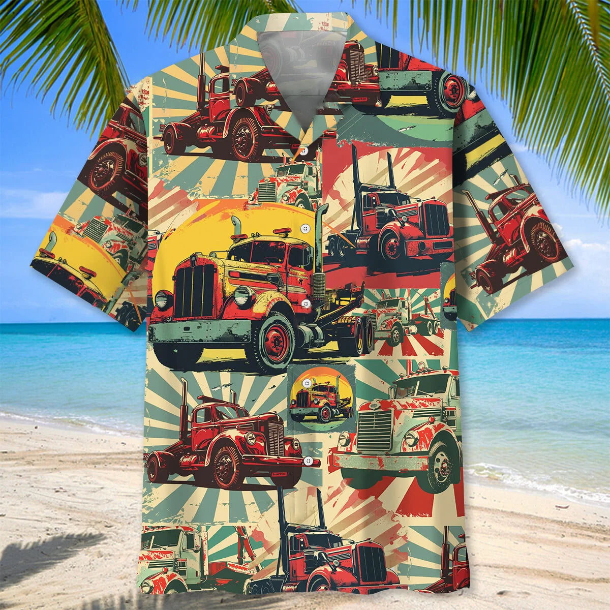 Tow Truck Retro Hawaiian Shirt, custom shirt gift for men