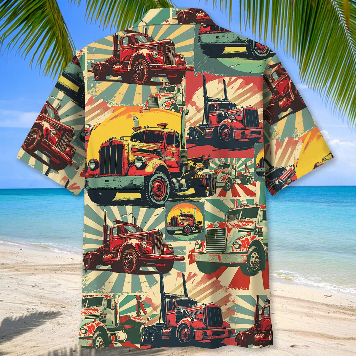 Tow Truck Retro Hawaiian Shirt, custom shirt gift for men (view 3)