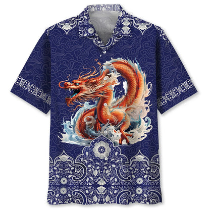 Traditional Chinese Dragon Hawaiian Shirt, custom shirt gift for men (view 2)