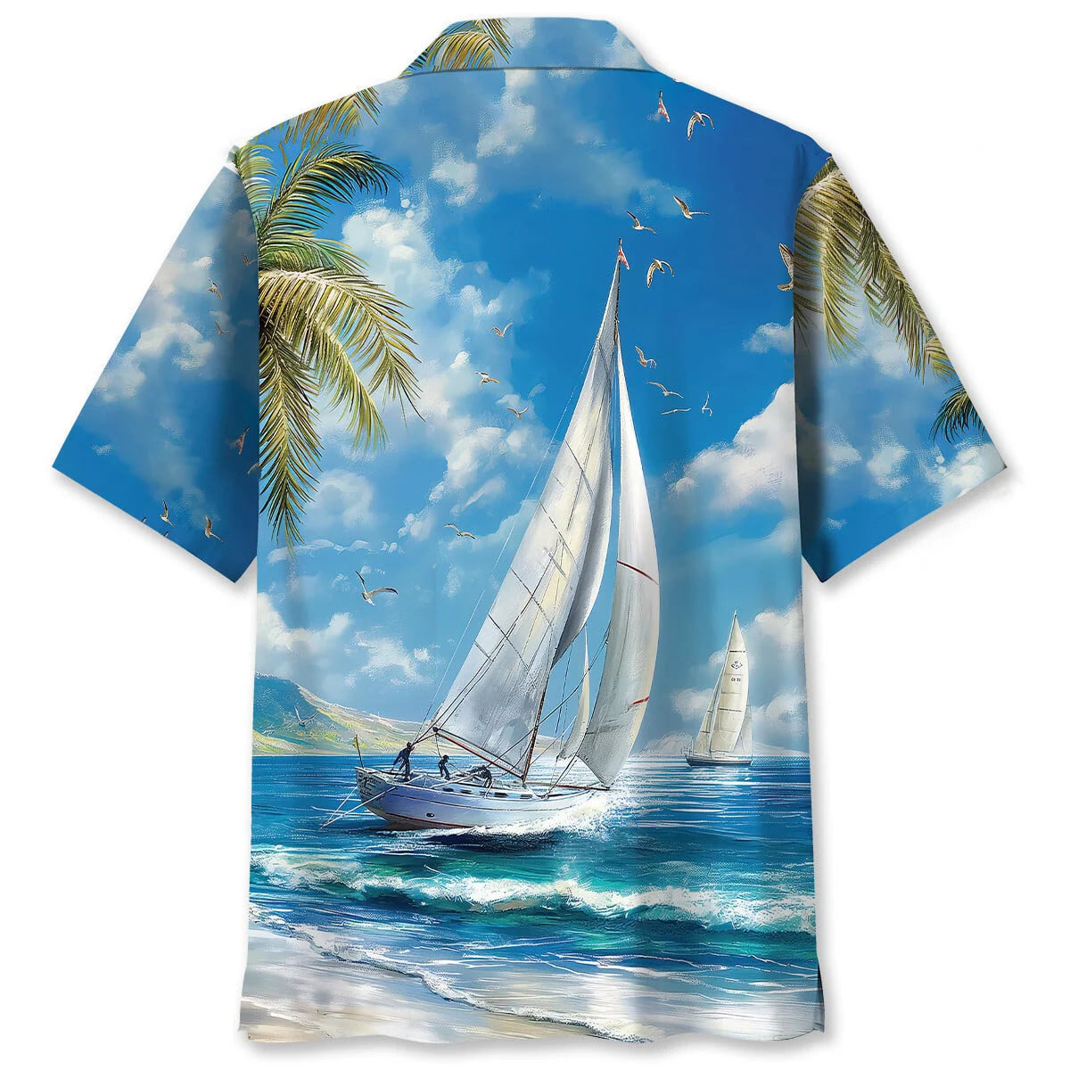 Tranquil Sailboat Vintage Hawaiian Shirt, custom shirt gift for men (view 3)