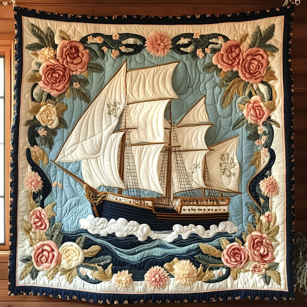 Travel Ship Quilt Blanket