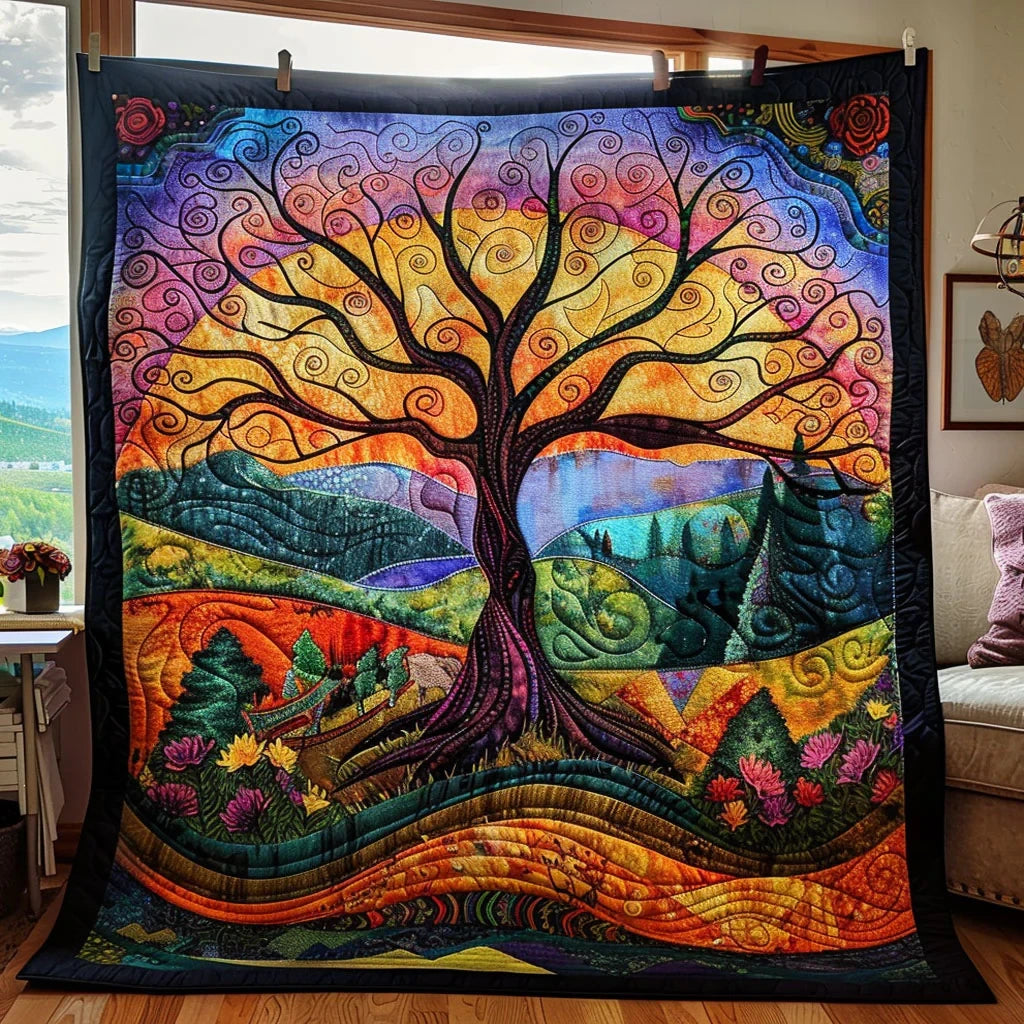 Tree Of Life Colorful Quilt Blanket