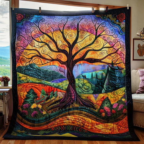 Tree Of Life Colorful Quilt Blanket