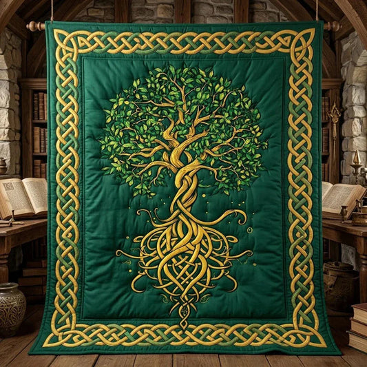 Tree of Life Quilt Blanket - Quilted Blanket by OtterMia