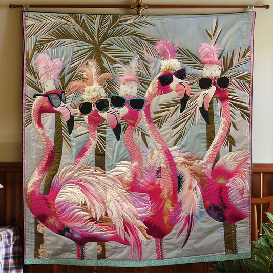 Trendy Flamingo Chic Quilt Blanket