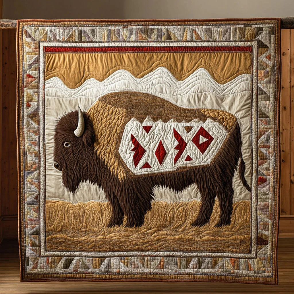 Tribal Bison Quilt Blanket