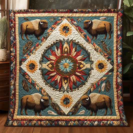 Tribal Bison Power Quilt Blanket