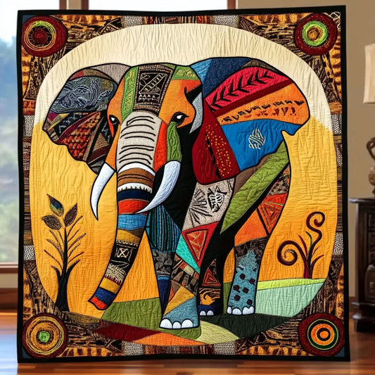 Tribal Elephant Heritage Quilt Blanket