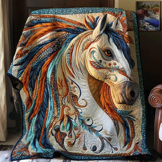 Tribal Gallop Majestic Horse Quilt Blanket
