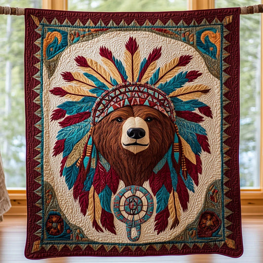 Tribal Honor Bear Quilt Blanket