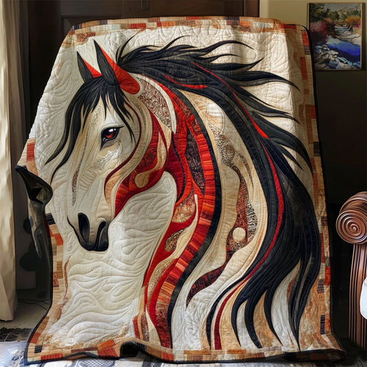 Tribal Horse Echo Quilt Blanket