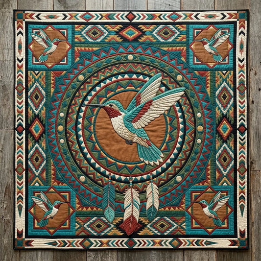 Tribal Hummingbird Quilt Blanket