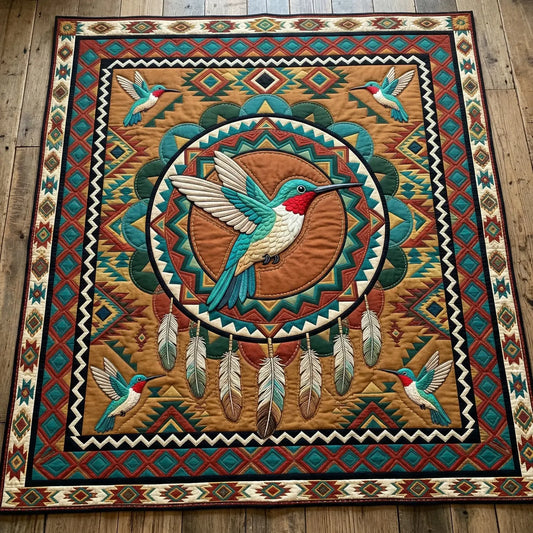 Tribal Hummingbird Quilt Blanket